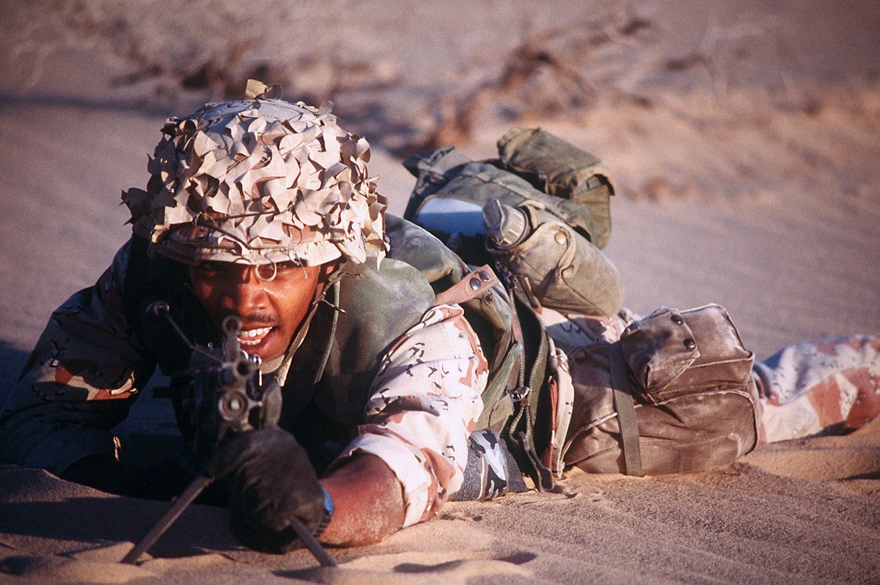 Marines during battle to push back invading Iraqi forces.